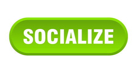 socialize button. rounded sign on white background