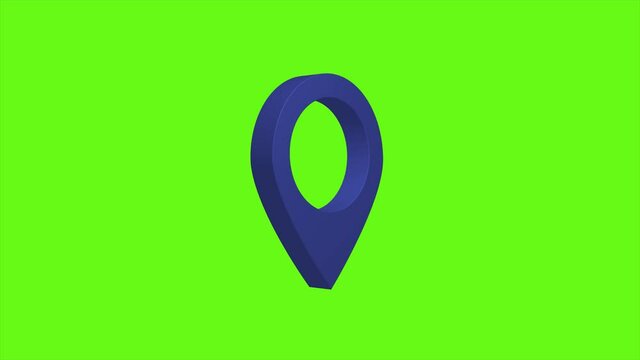 3D location pin, marker animation on green screen