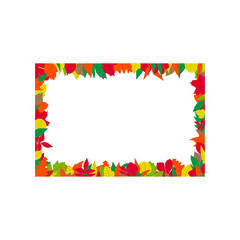 Colorful autumn leaves frame. Vector illustration on white background.