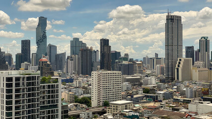 Naklejka premium Bangkok cityscape high angle view