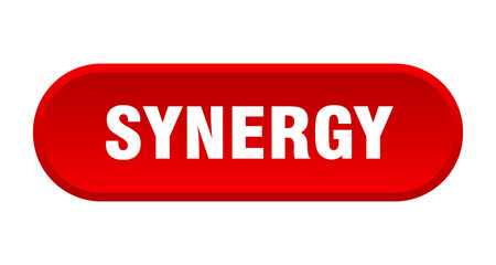 synergy button. rounded sign on white background