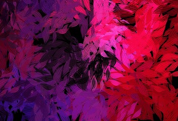 Dark Purple, Pink vector elegant wallpaper with leaves.