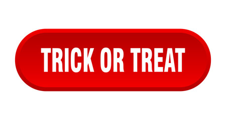 trick or treat button. rounded sign on white background
