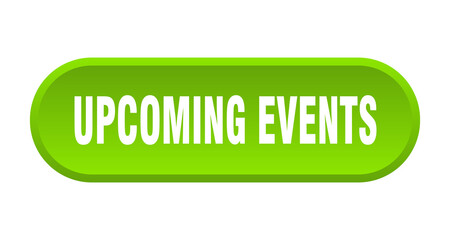 upcoming events button. rounded sign on white background