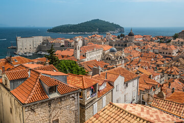 Obraz premium View of Dubrovnik Old Town looking towards the Harbor, Croatia