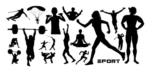 People go in for sports. Vector illustration