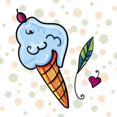 Ice cream for a dessert, the bright clipart. Vector clip art illustration.