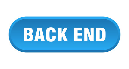 back end button. rounded sign on white background