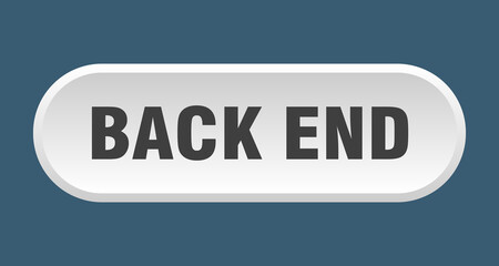 back end button. rounded sign on white background