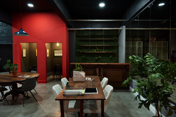 Interior of a contemporary office after working hours