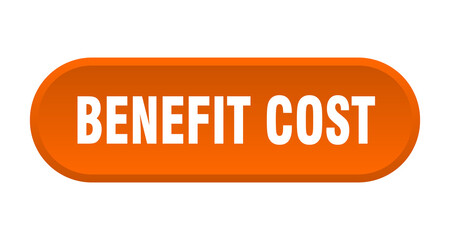 benefit cost button. rounded sign on white background