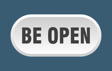 be open button. rounded sign on white background