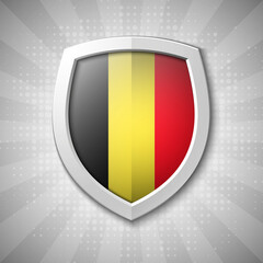 Fototapeta premium Design shield Origami banner with The national flag of Belgium