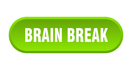 brain break button. rounded sign on white background