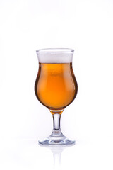 beautiful glass with fresh amber beer