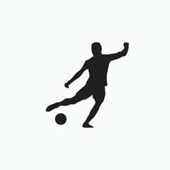Fototapeta na wymiar keeping the ball in soccer - silhouette flat illustration - shot, dribble, celebration and move in soccer
