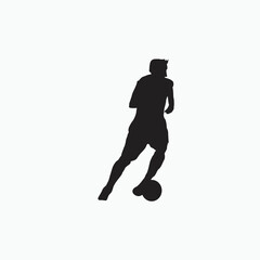 Fototapeta na wymiar left footed well dribbling - silhouette illustration - shot, dribble, celebration and move in soccer