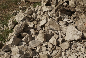 many pieces of broken concrete