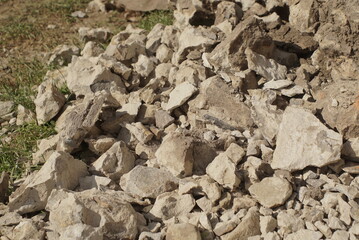 many pieces of broken concrete