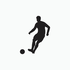 Fototapeta na wymiar right footed passing - silhouette illustration - shot, dribble, celebration and move in soccer