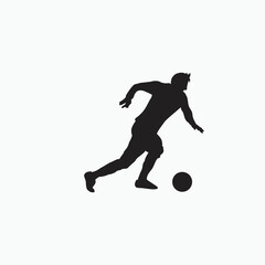 Fototapeta na wymiar right footed fast dribbling - silhouette illustration - shot, dribble, celebration and move in soccer