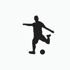Fototapeta na wymiar left footed fast and power shot - silhouette illustration - shot, dribble, celebration and move in soccer