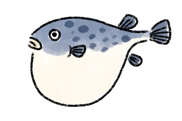 ふぐ　フグ　河豚　魚　手描き  © トワトワ