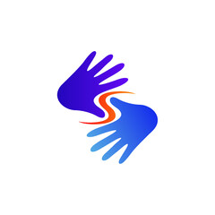Hands with letter s logo design