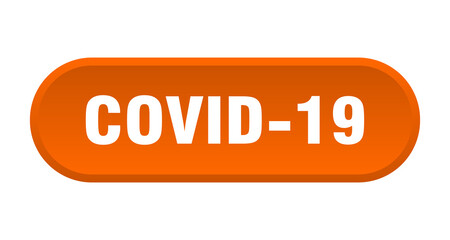 covid-19 button. rounded sign on white background