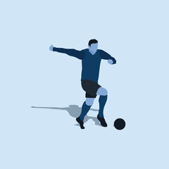 Fototapeta na wymiar dribble with pace in soccer - two tone flat illustration - shot, dribble, celebration and move in soccer