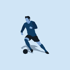 Fototapeta na wymiar two tone flat illustration - smooth dribble in soccer - shot, dribble, celebration and move in soccer