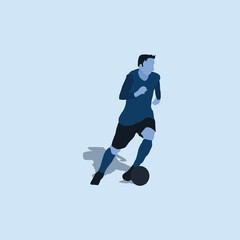 left footed well dribbling - two tone illustration - shot, dribble, celebration and move in soccer
