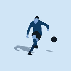 shooting style - two tone illustration - shot, dribble, celebration and move in soccer