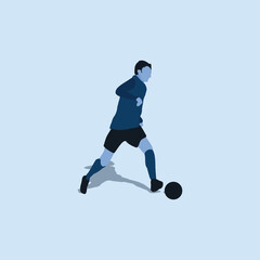 Fototapeta na wymiar left footed smooth dribbling - two tone illustration - shot, dribble, celebration and move in soccer