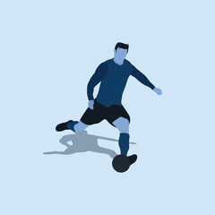 Obraz premium right footed fast and power shot - two tone illustration - shot, dribble, celebration and move in soccer