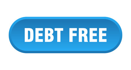 debt free button. rounded sign on white background
