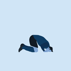prostrate on the field celebration - two tone flat illustration - shot, dribble, celebration and move in soccer
