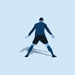 yes celebration after score goal - two tone flat illustration - shot, dribble, celebration and move in soccer