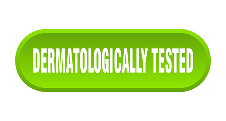 dermatologically tested button. rounded sign on white background