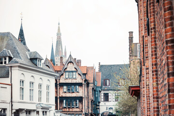 Antique building view in Bruges, Belgium