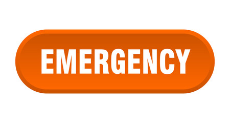 emergency button. rounded sign on white background