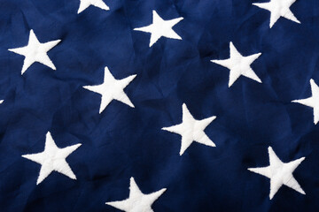 Full frame of white stars on blue of the America United States flag, symbolizing background for use, Veterans or Independence day concept