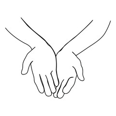 one line continuous drawing two hands opening
