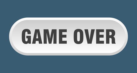 game over button. rounded sign on white background