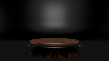 Black podium stage for display or showcase. Product presentation,  Advertising,  3d rendering