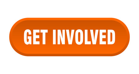 get involved button. rounded sign on white background