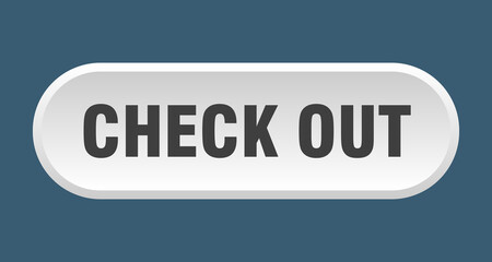 check out button. rounded sign on white background