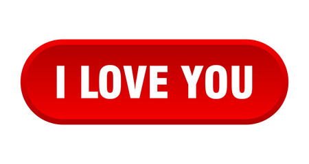 i love you button. rounded sign on white background