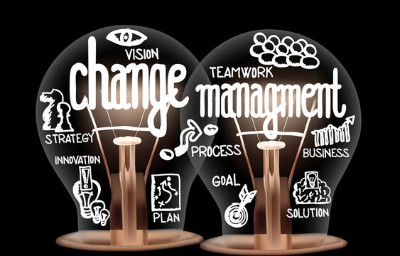 Light Bulbs with Change Management Concept