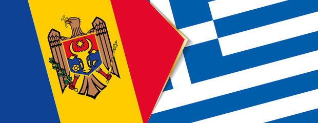 Moldova and Greece flags, two vector flags.